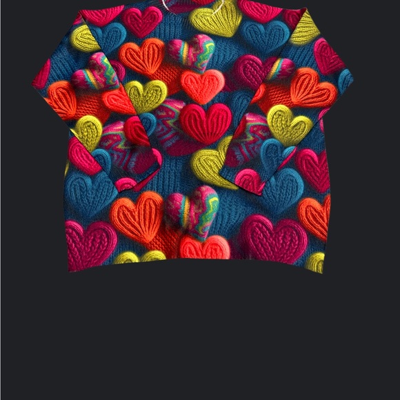 Plus Size Women’s 0XL Colorful Heart Print Sweater – Lightweight Long Sleeve - Picture 12 of 12